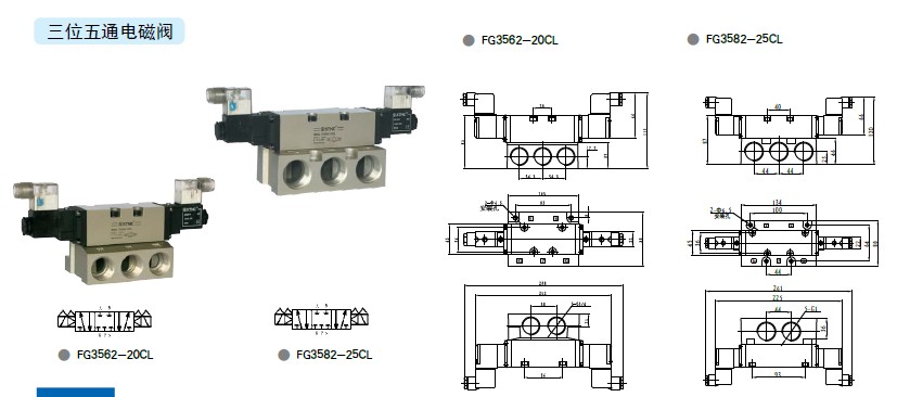 fg3562-20cl三位五通电磁阀